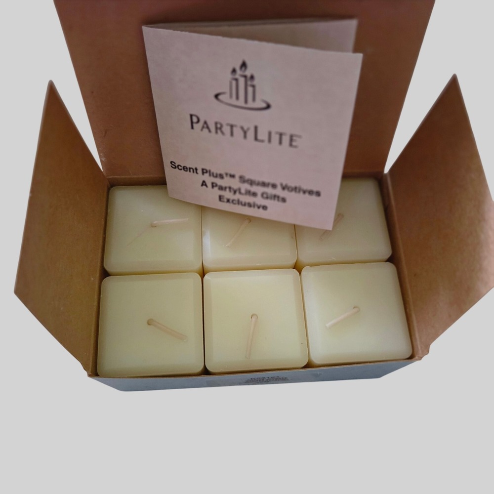 Vintage PartyLite French Vanilla Square Votive Candles K02181 Retired Box of 6